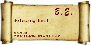 Boleszny Emil névjegykártya